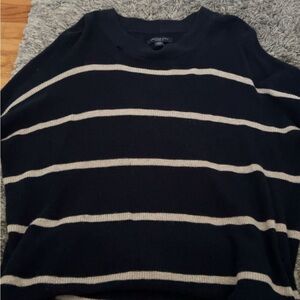 American Eagle Outfitters Black and White Off-the-Shoulder Sweater